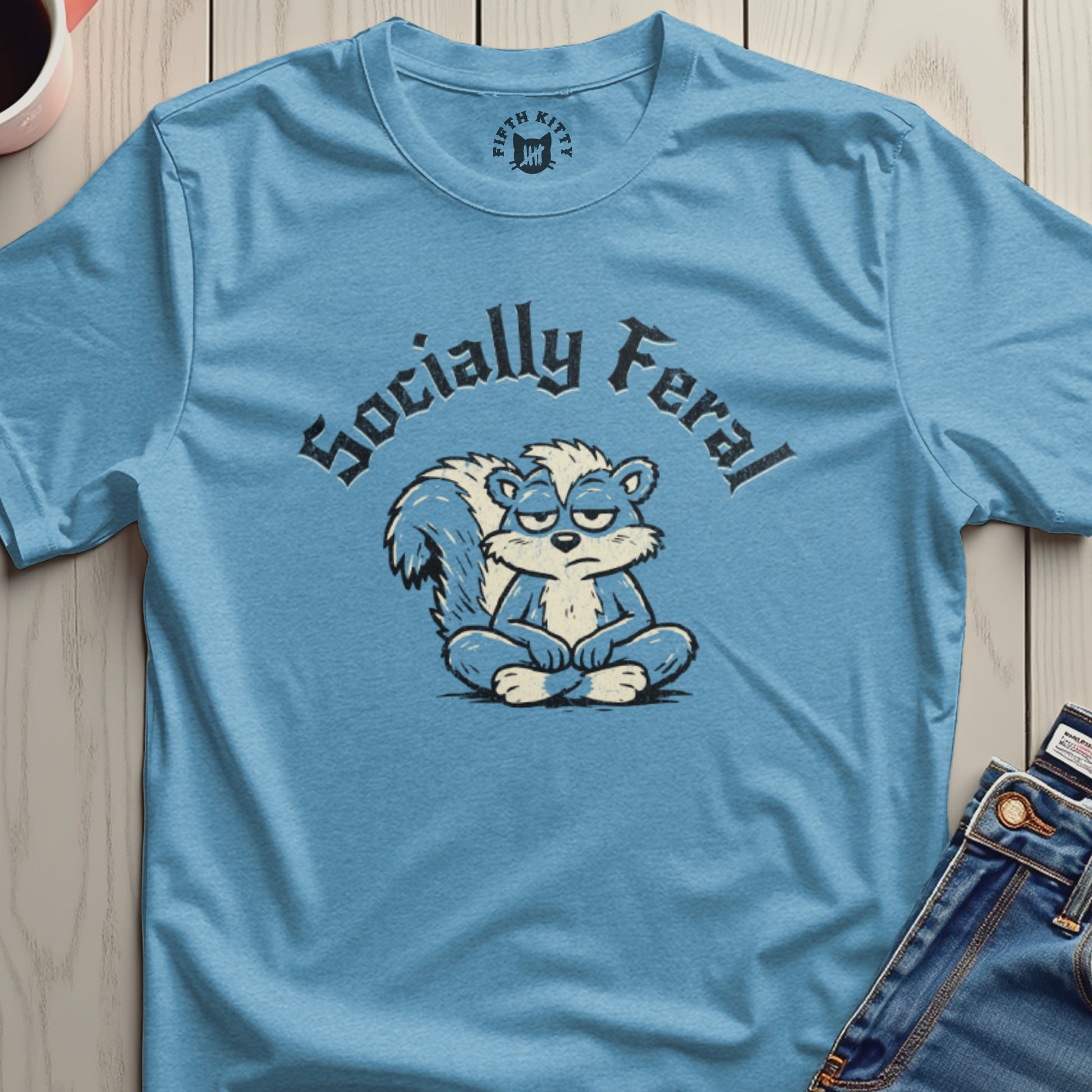 Socially Feral Shirt with Angry Cartoon Character Design