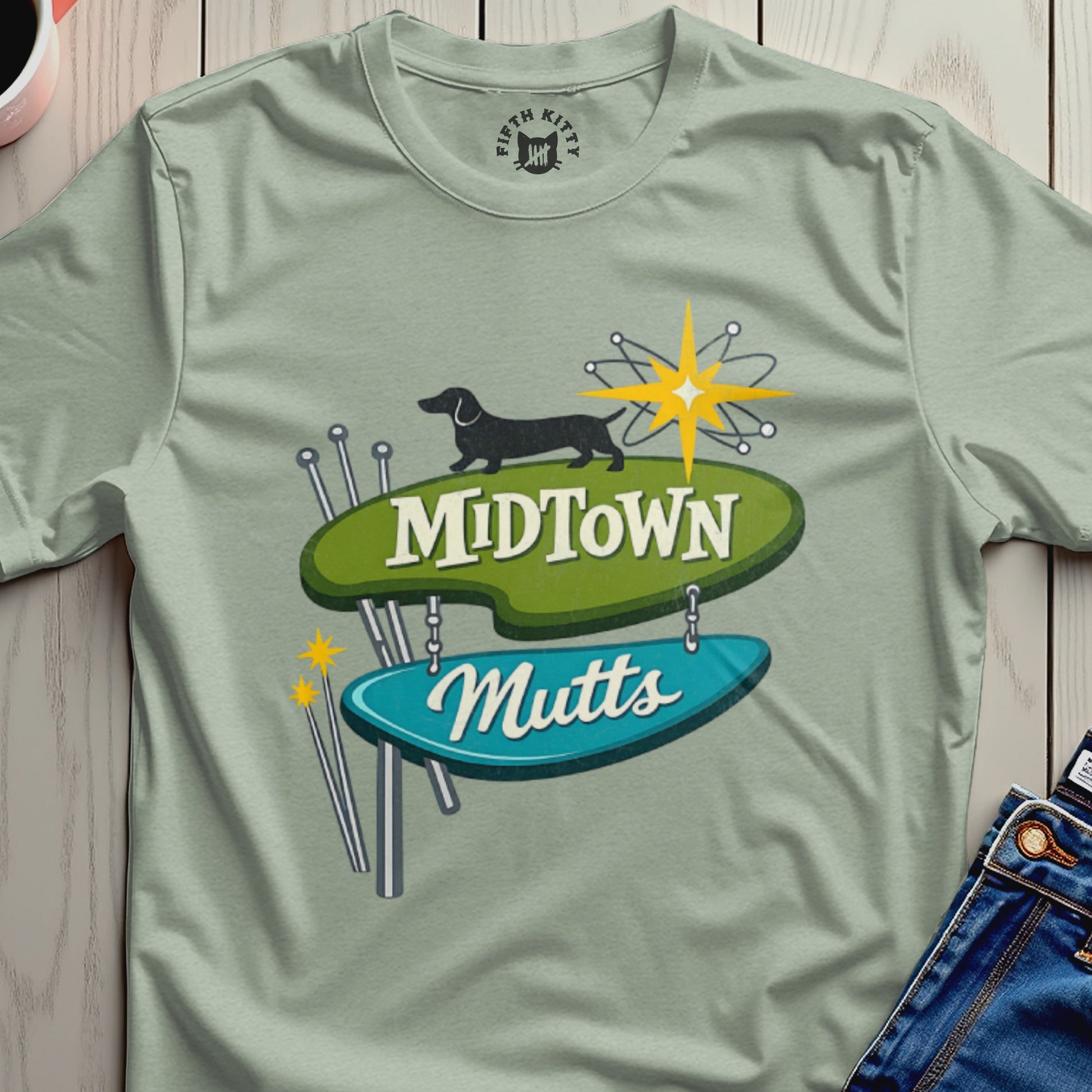 Midtown Mutts Graphic Tshirt Retro Dog Lovers Tee
