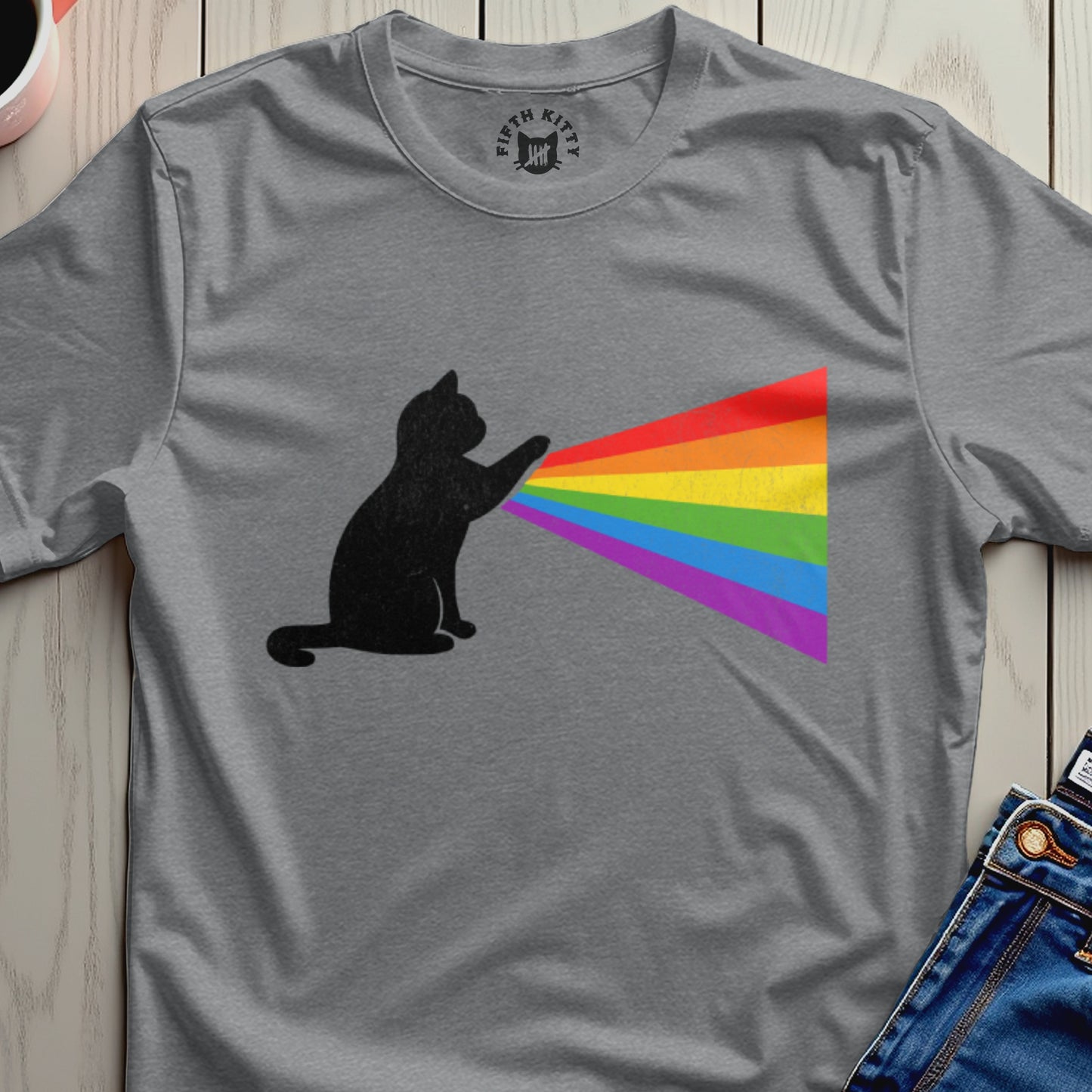 Cat Projects Rainbow Light Design Graphic Tee