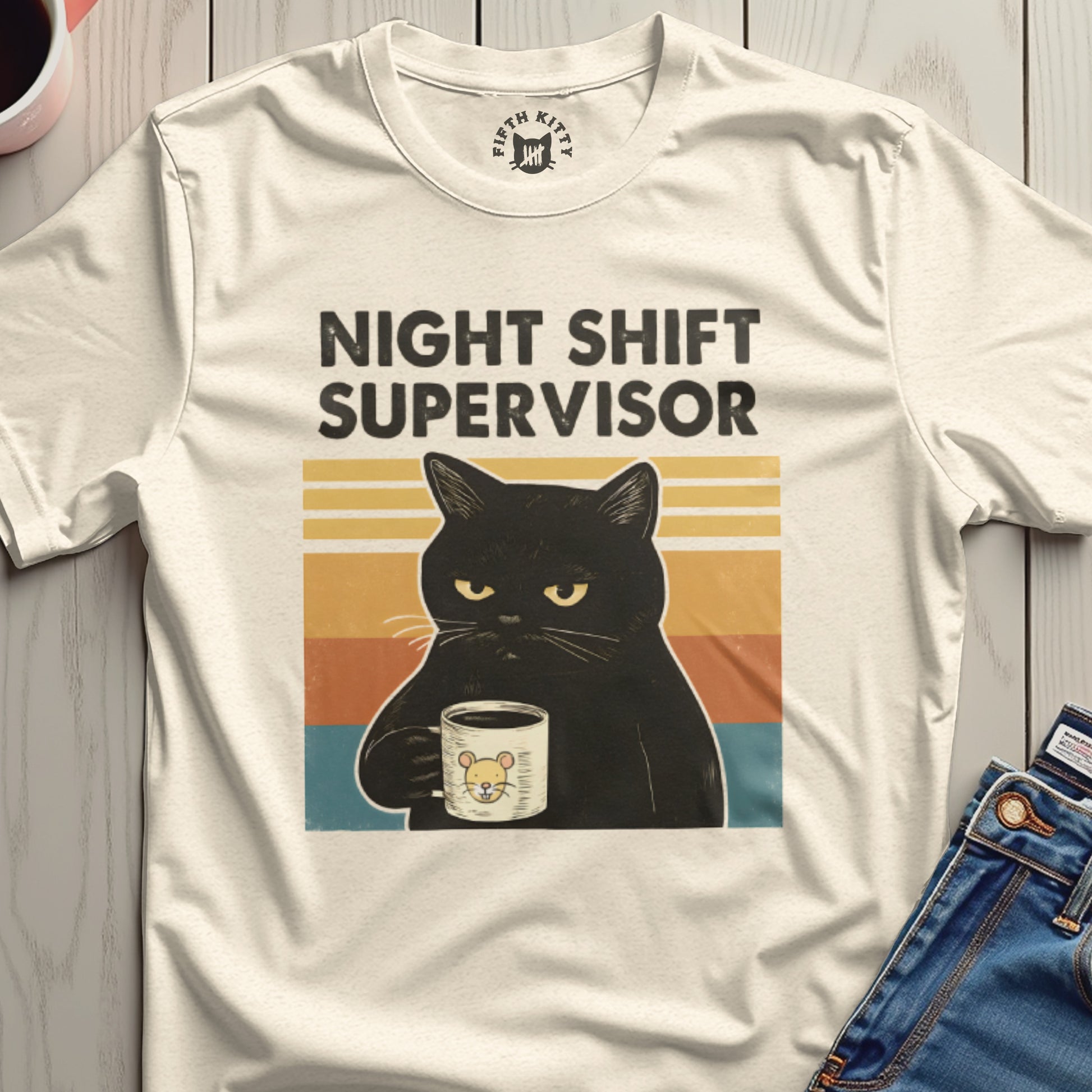 Night Shift Supervisor T-shirt for Cat Lovers