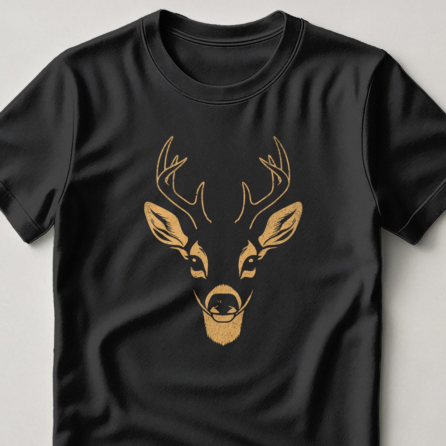 Elegant Golden Deer Print Black T-Shirt product
