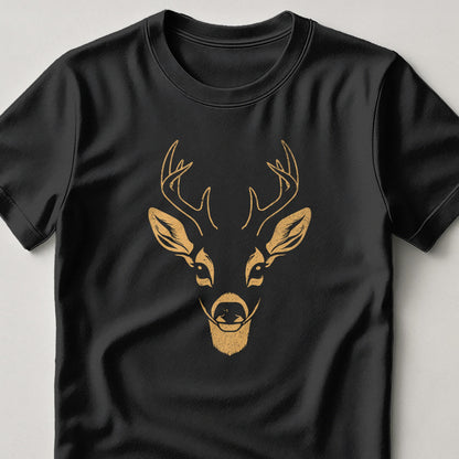 Elegant Golden Deer Print Black T-Shirt product