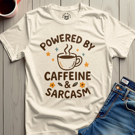 Powered by Caffeine and Sarcasm T-shirt product type