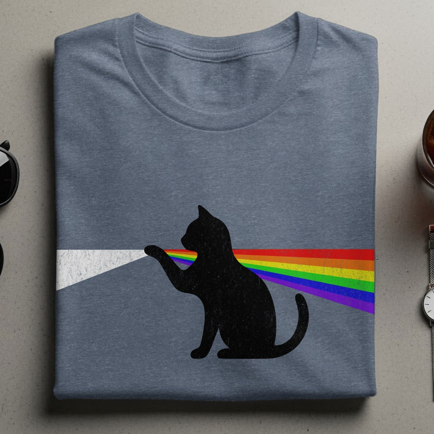 Retro Cat Silhouette Graphic Tee for Stylish Cat Lovers