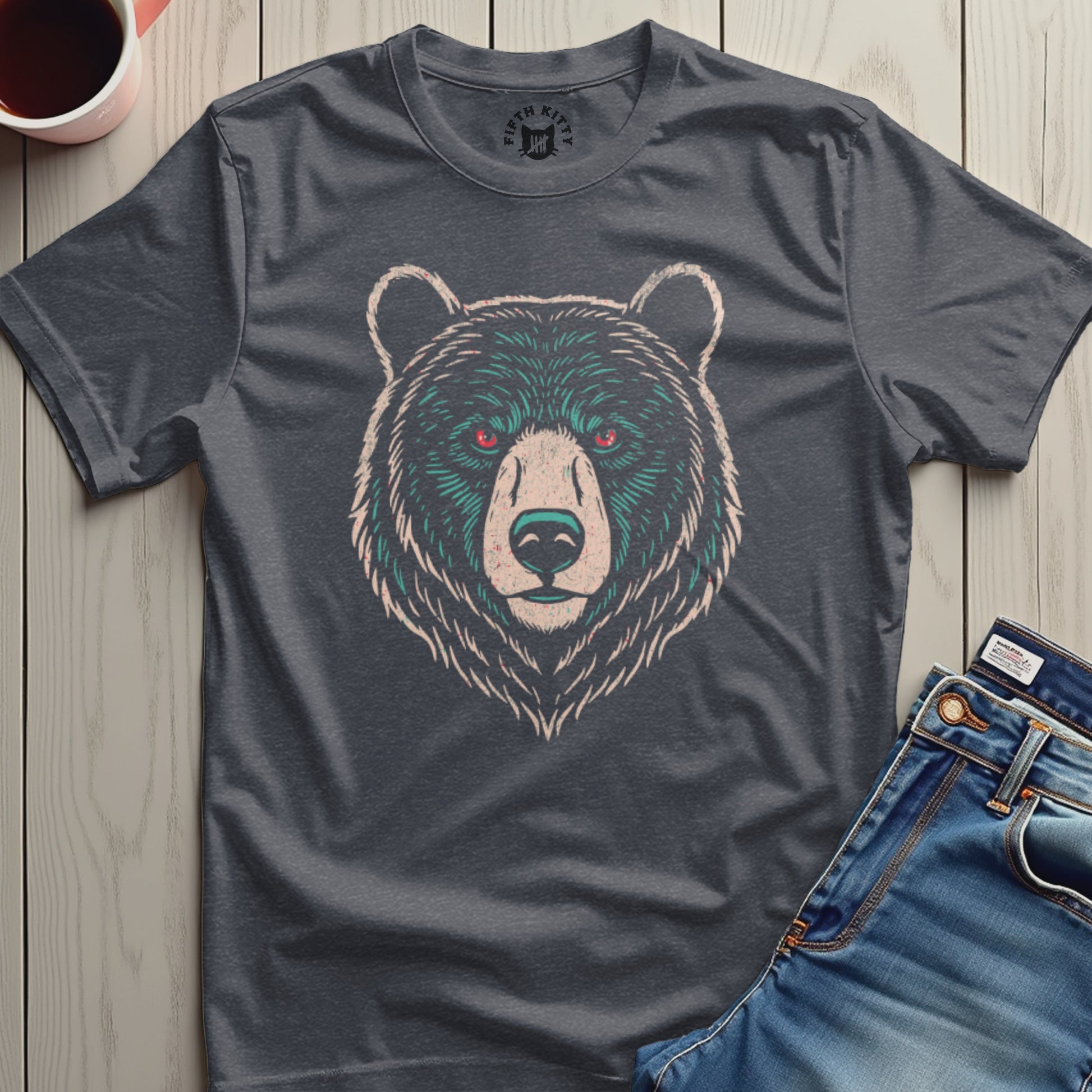 Bold Bear Graphic Design on Dark Gray T-Shirt product type