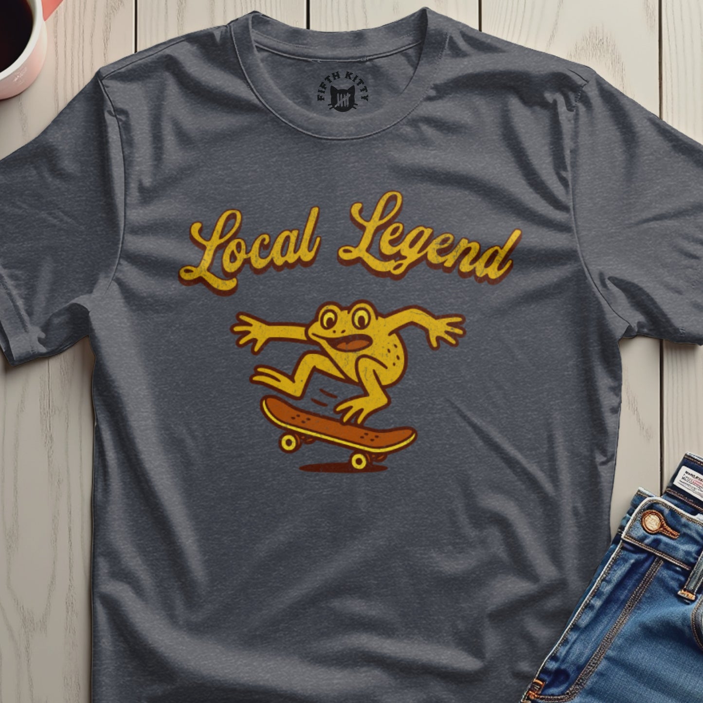 Local Legend Frog Skateboard Design Casual Tee