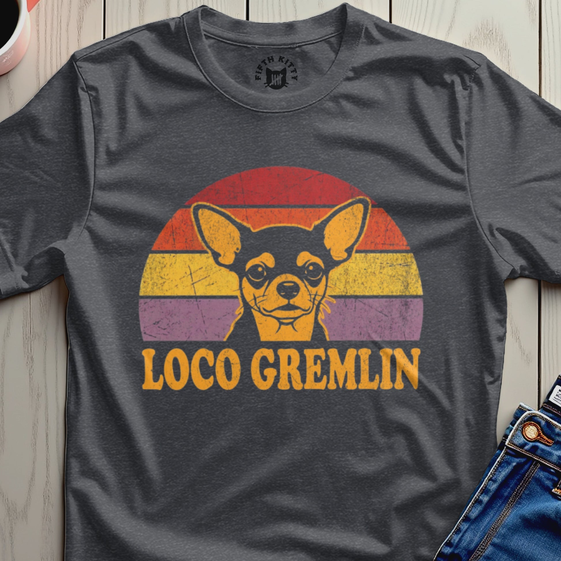 Loco Gremlin Chihuahua Graphic Tee Shirt Retro Style
