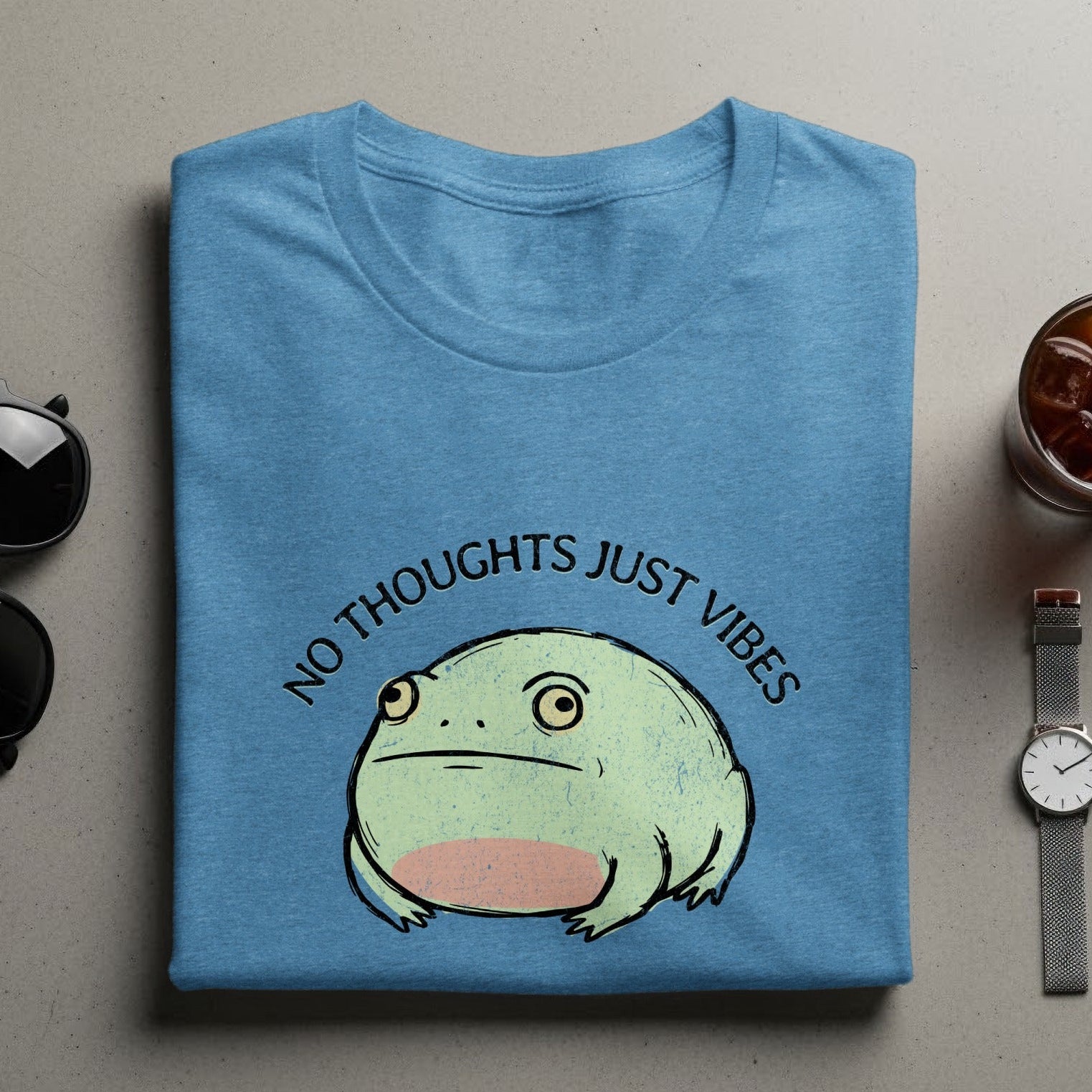 No Thoughts Just Vibes Frog Graphic T-shirt
