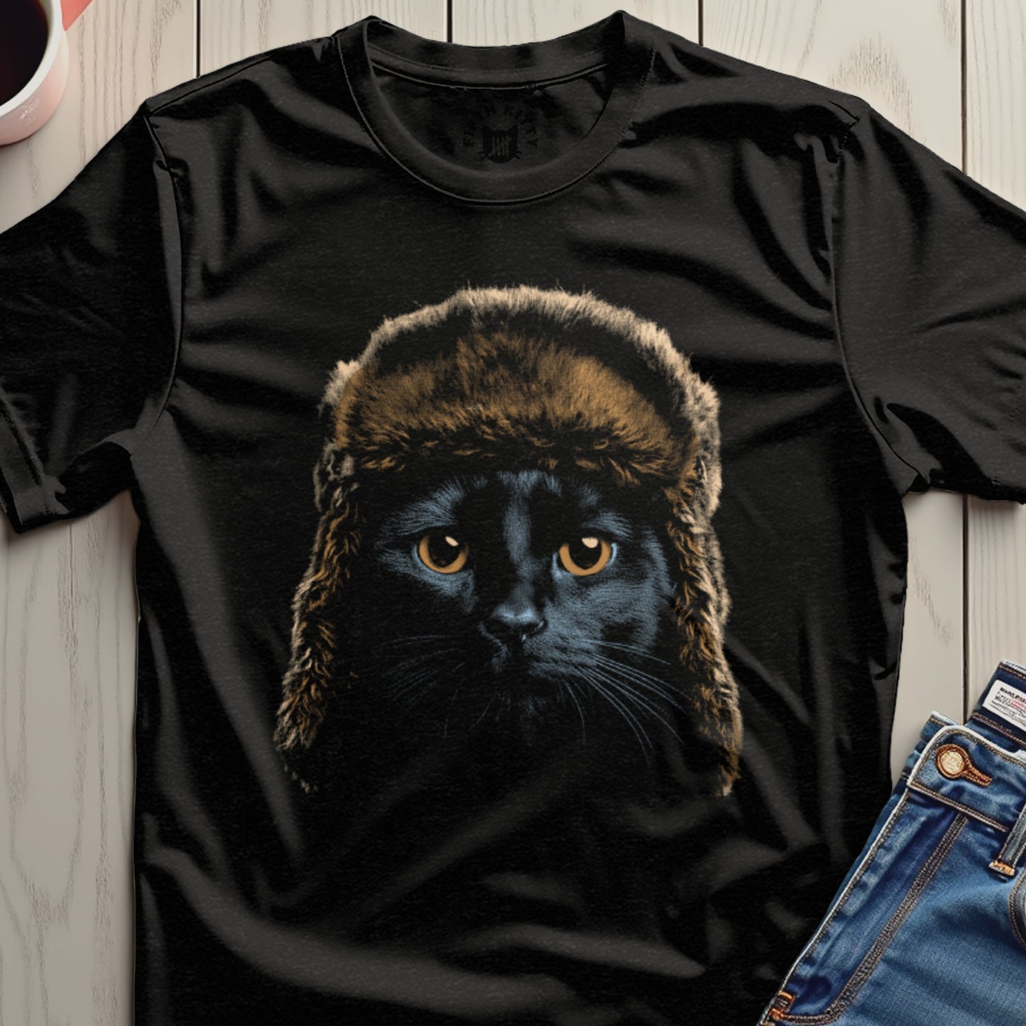 Black Cat with Winter Hat Design product type