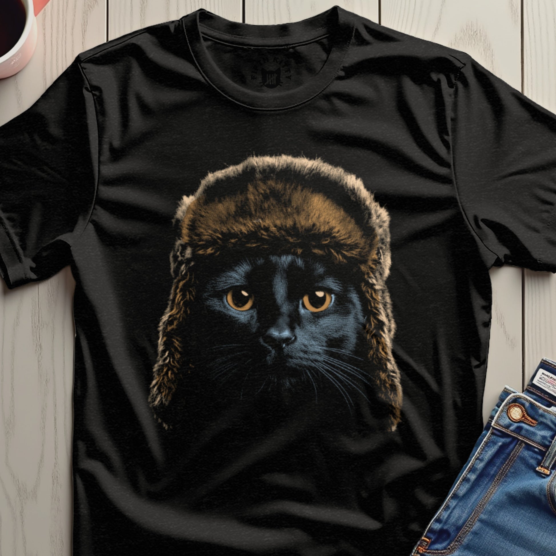 Black Cat with Winter Hat Design product type