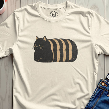 Cream t-shirt with a black and tan striped cat graphic and "Fifth Kitty" logo.