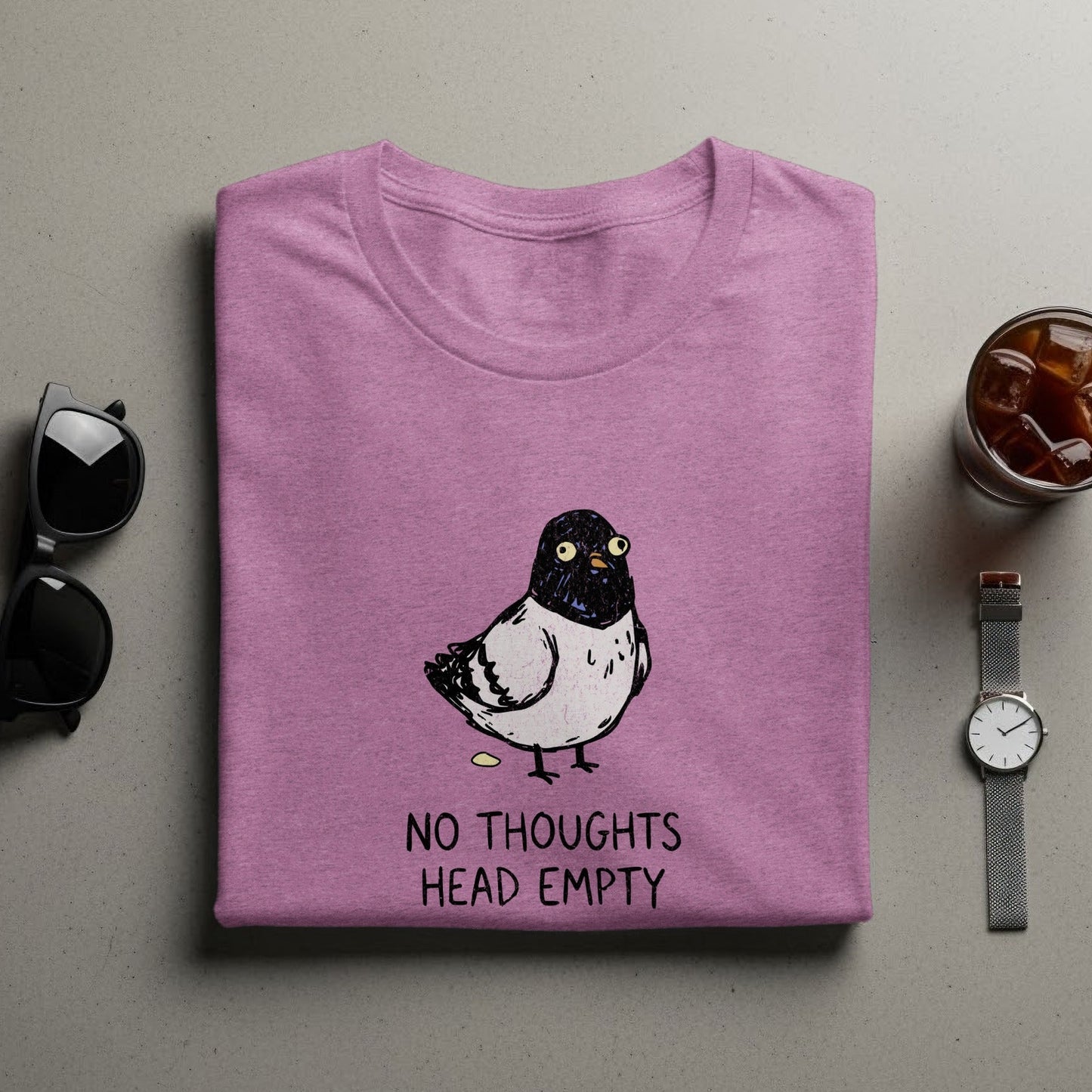 No Thoughts Head Empty Pigeon Illustration T-shirt