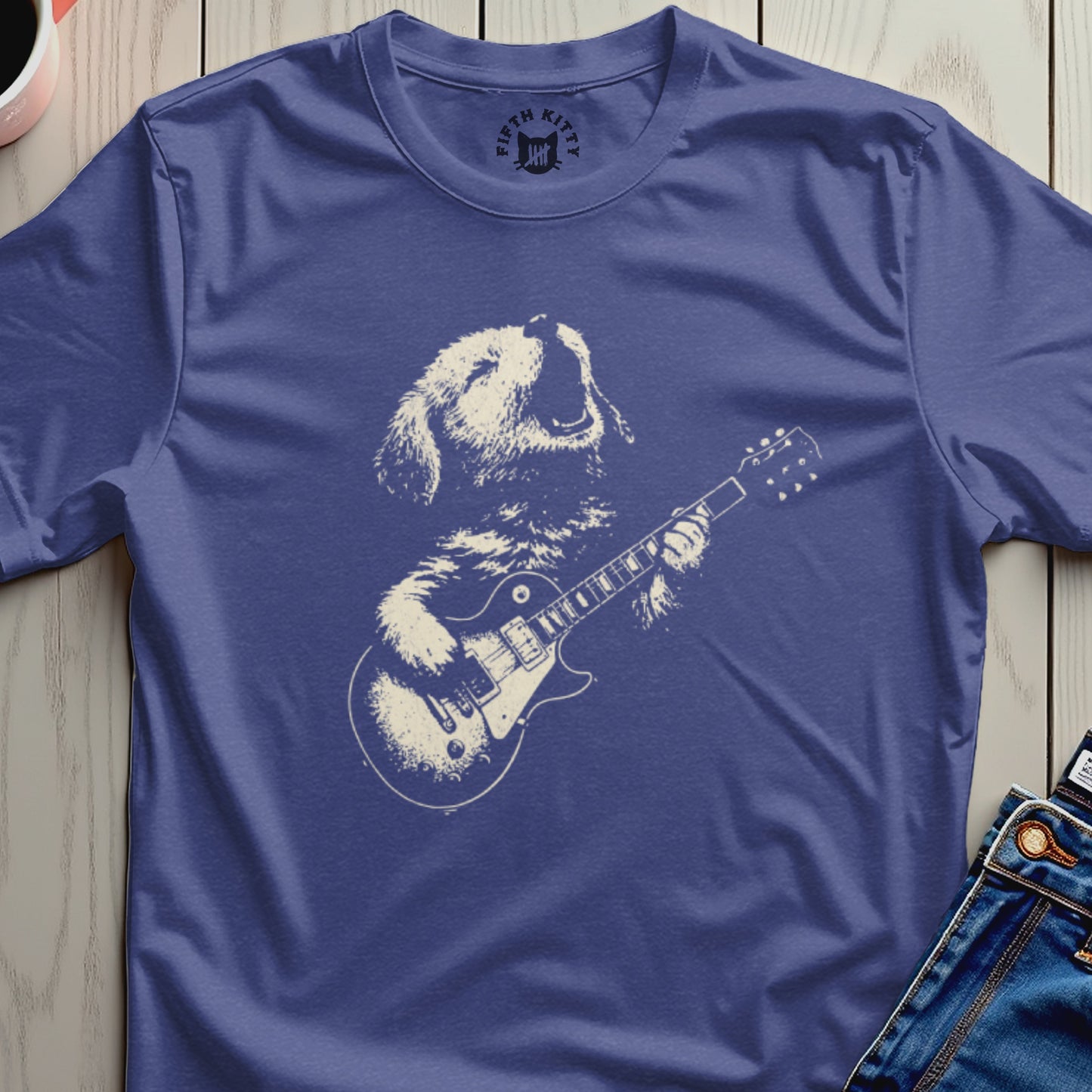 FIFTH KITTY Rocker Dog Playing Guitar T-Shirt product type
