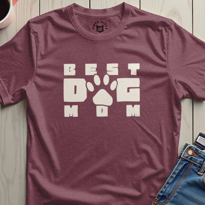 Best Dog Mom Graphic Tee in Maroon Color
