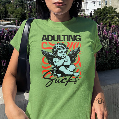 Adulting Sucks Cartoon Angel Graphic Shirt product
