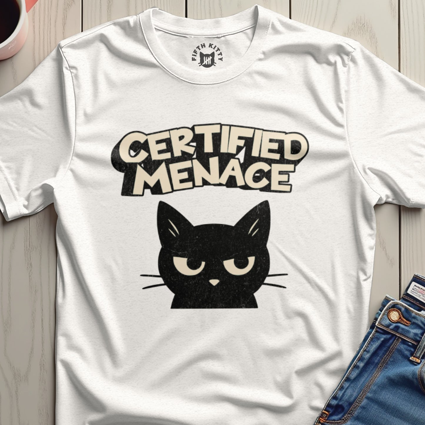 Certified Menace Cat Graphic T-Shirt