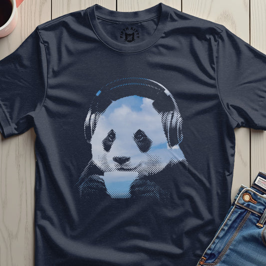 Panda Listening to Music Graphic T-shirt