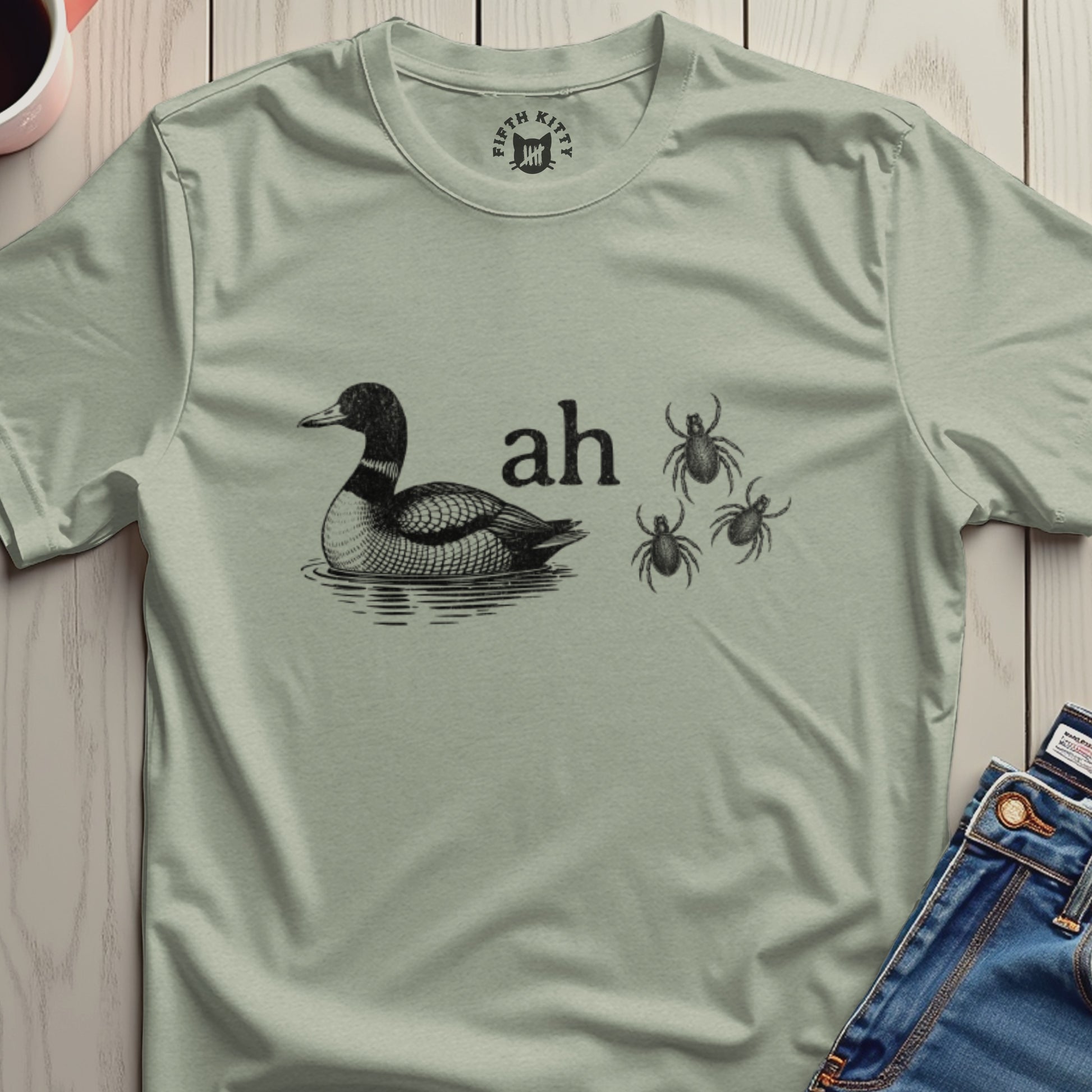 Duck and Spiders Ah Funny Graphic T-Shirt