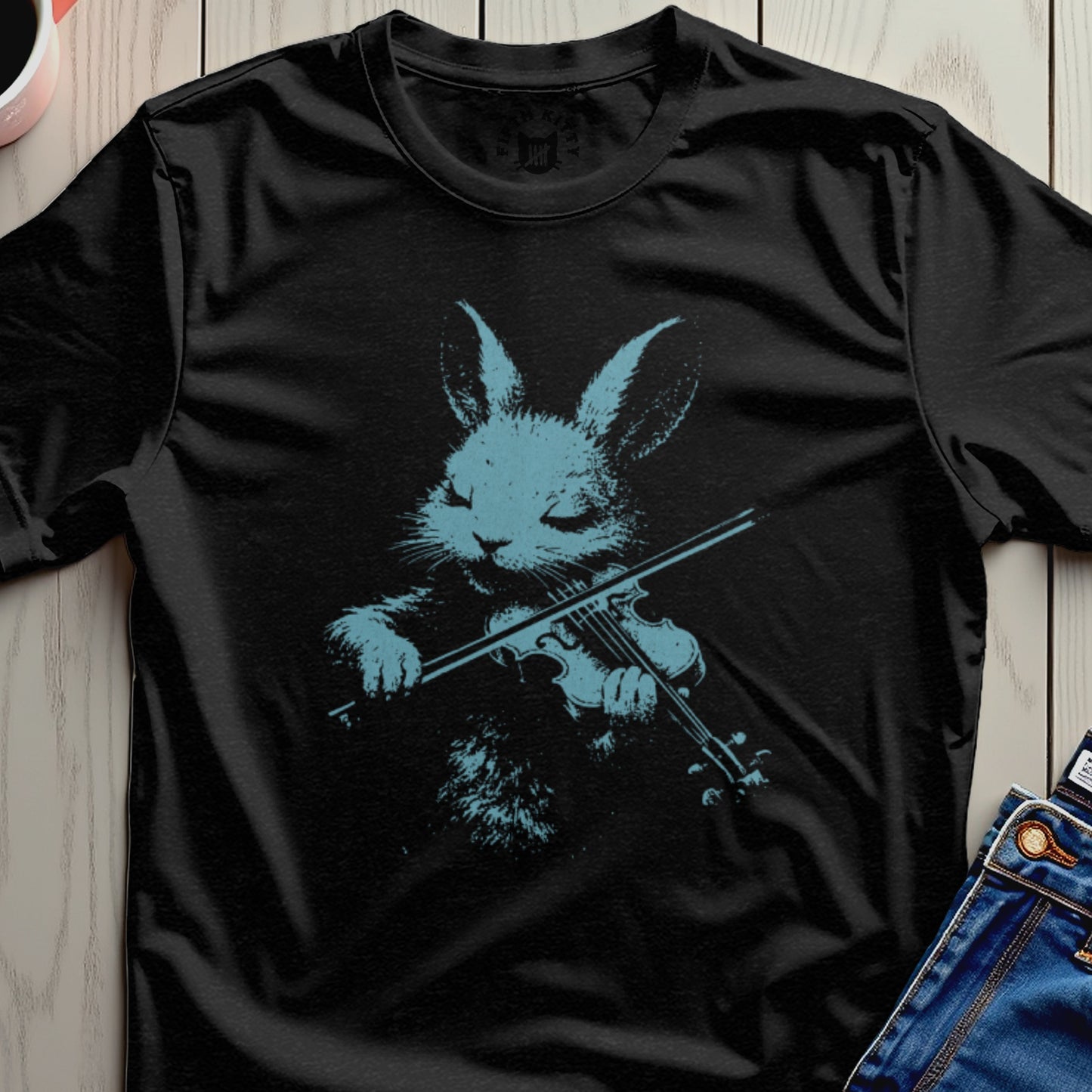 Quirky Rabbit Playing Violin Graphic T-Shirt