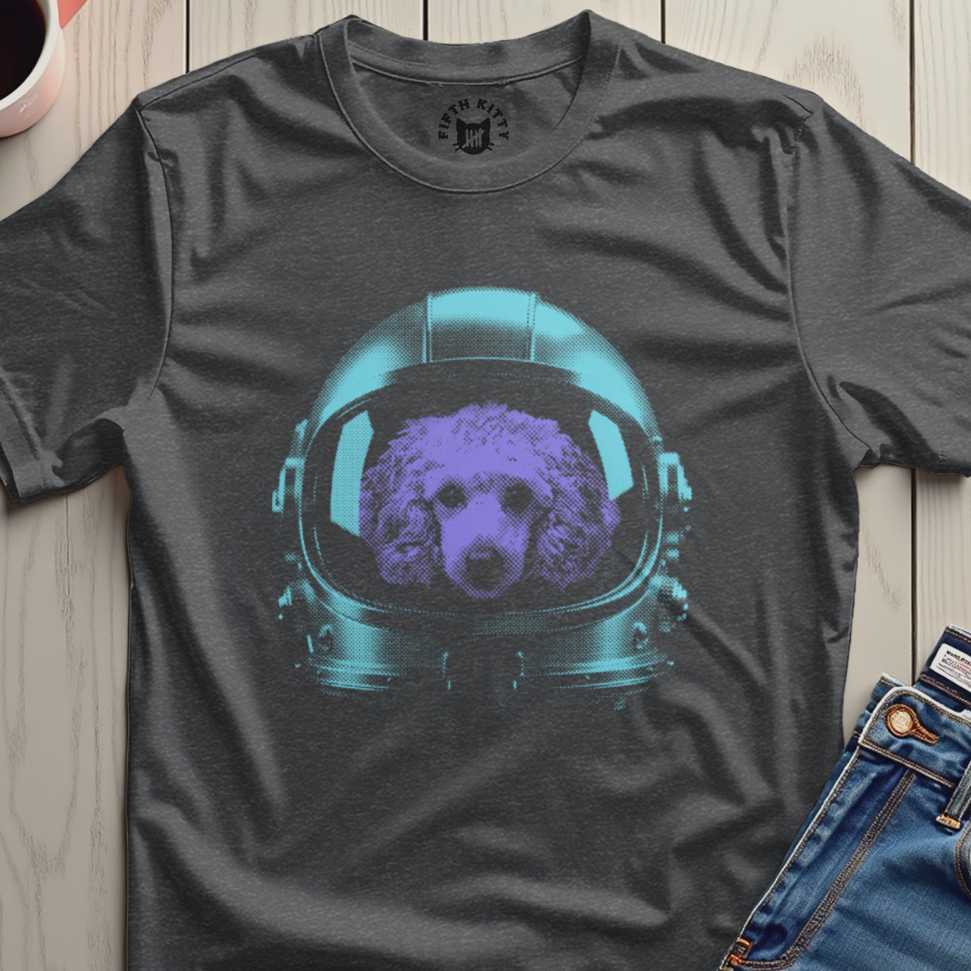 Futuristic Dog Astronaut Graphic Tee Shirt