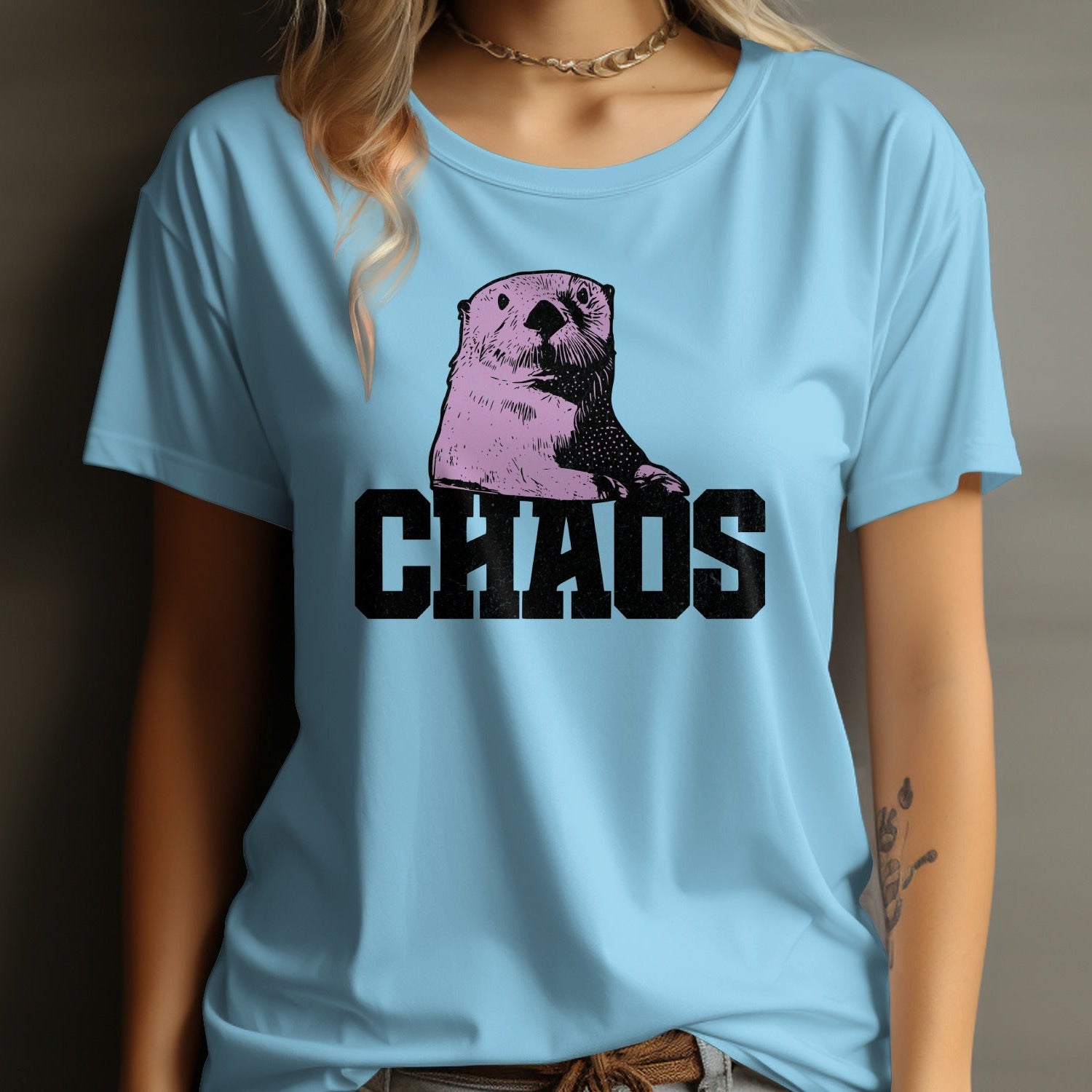 Cute Otter Chaos Design Graphic T-shirt product
