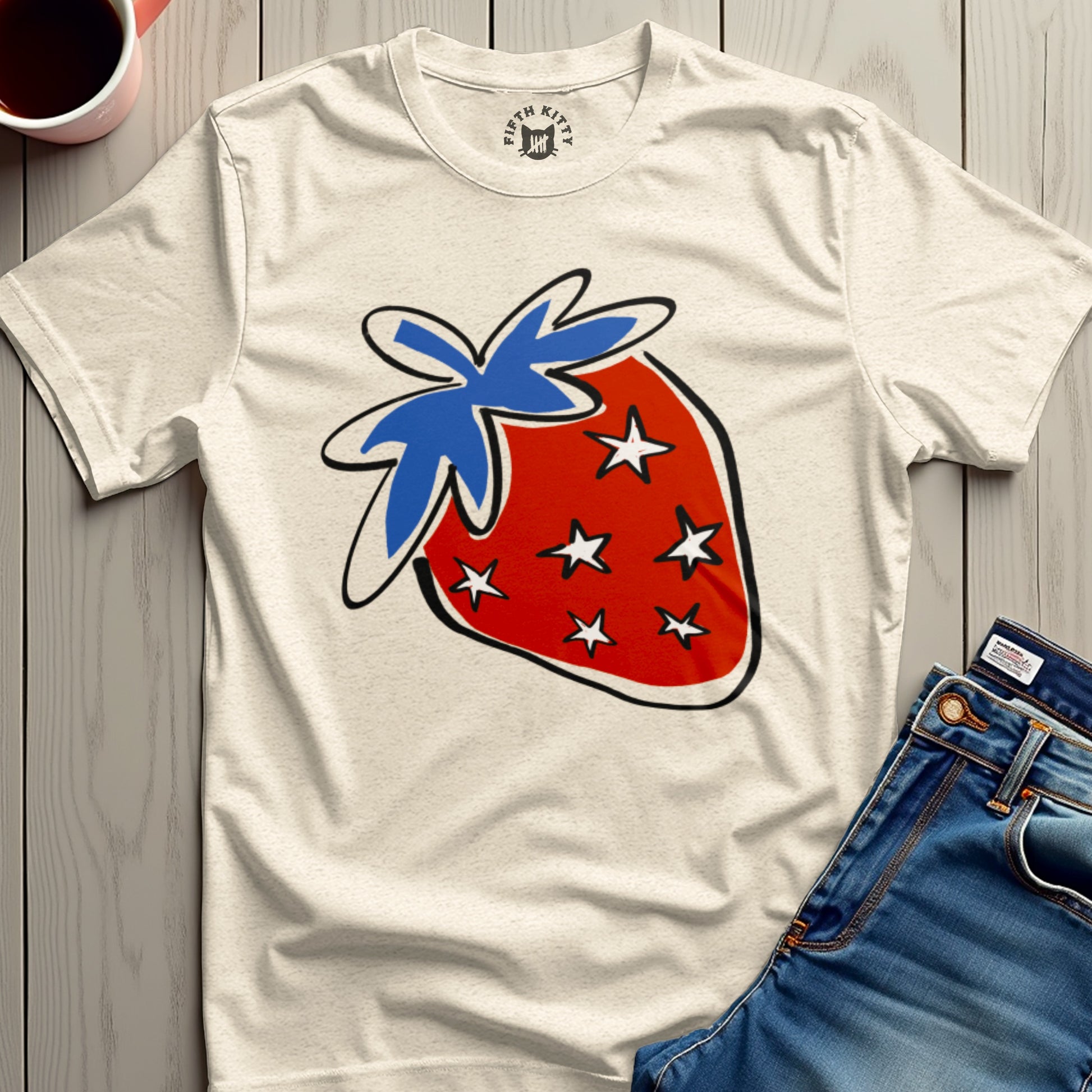 Patriotic Strawberry Graphic Tee Shirt Product