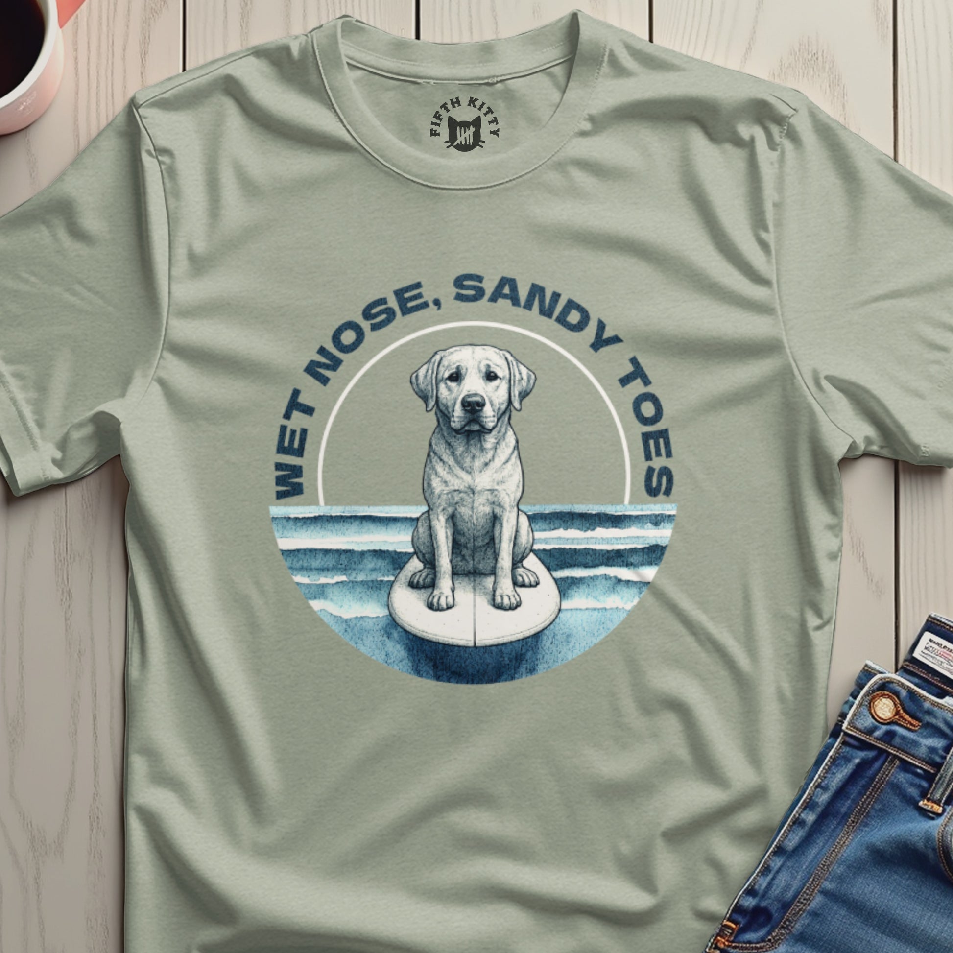 Wet Nose Sandy Toes Graphic T-Shirt for Dog Lovers