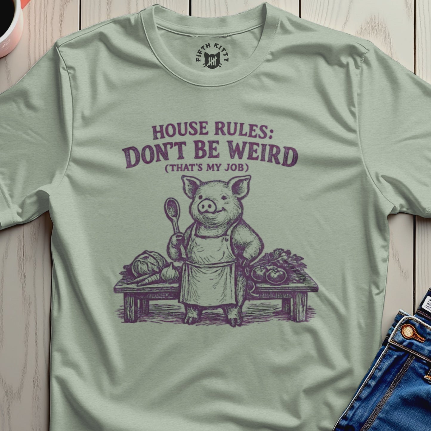 House Rules Don't Be Weird Pig Chef Graphic T-shirt