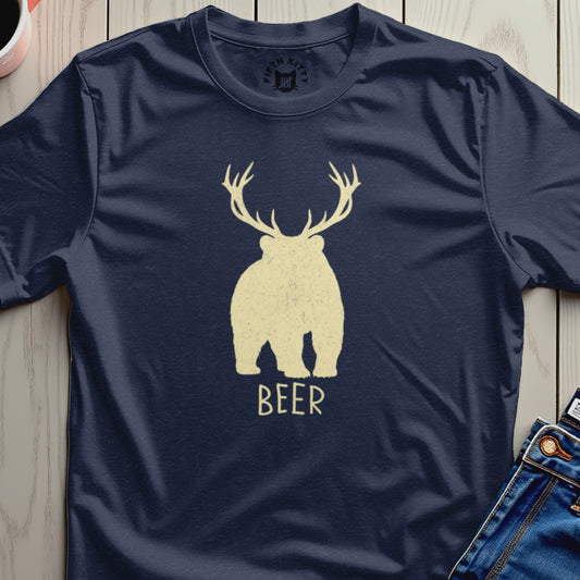 Antlered Bear Beer Text Graphic T-Shirt product type