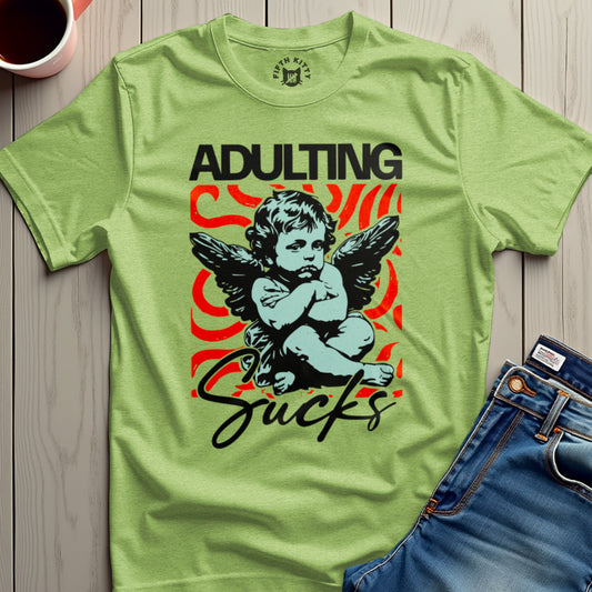 Adulting Sucks Vintage Style Angel Graphic T-Shirt product