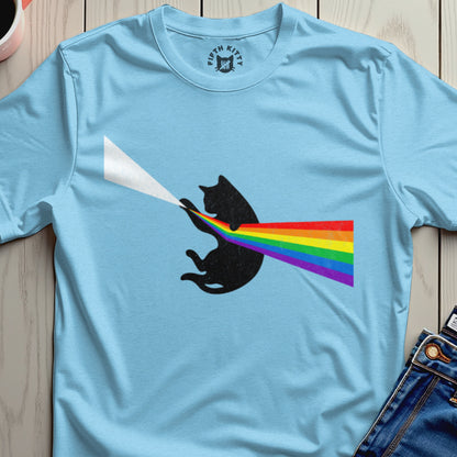 Cat With Rainbow Prism Graphic T-Shirt