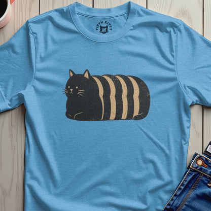 Blue t-shirt with a stylized black and tan striped cat graphic and "FIFTH KITTY" logo.
