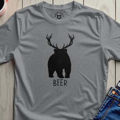 Fifth Kitty Gray Bear Antlers Beer Graphic Tee product type