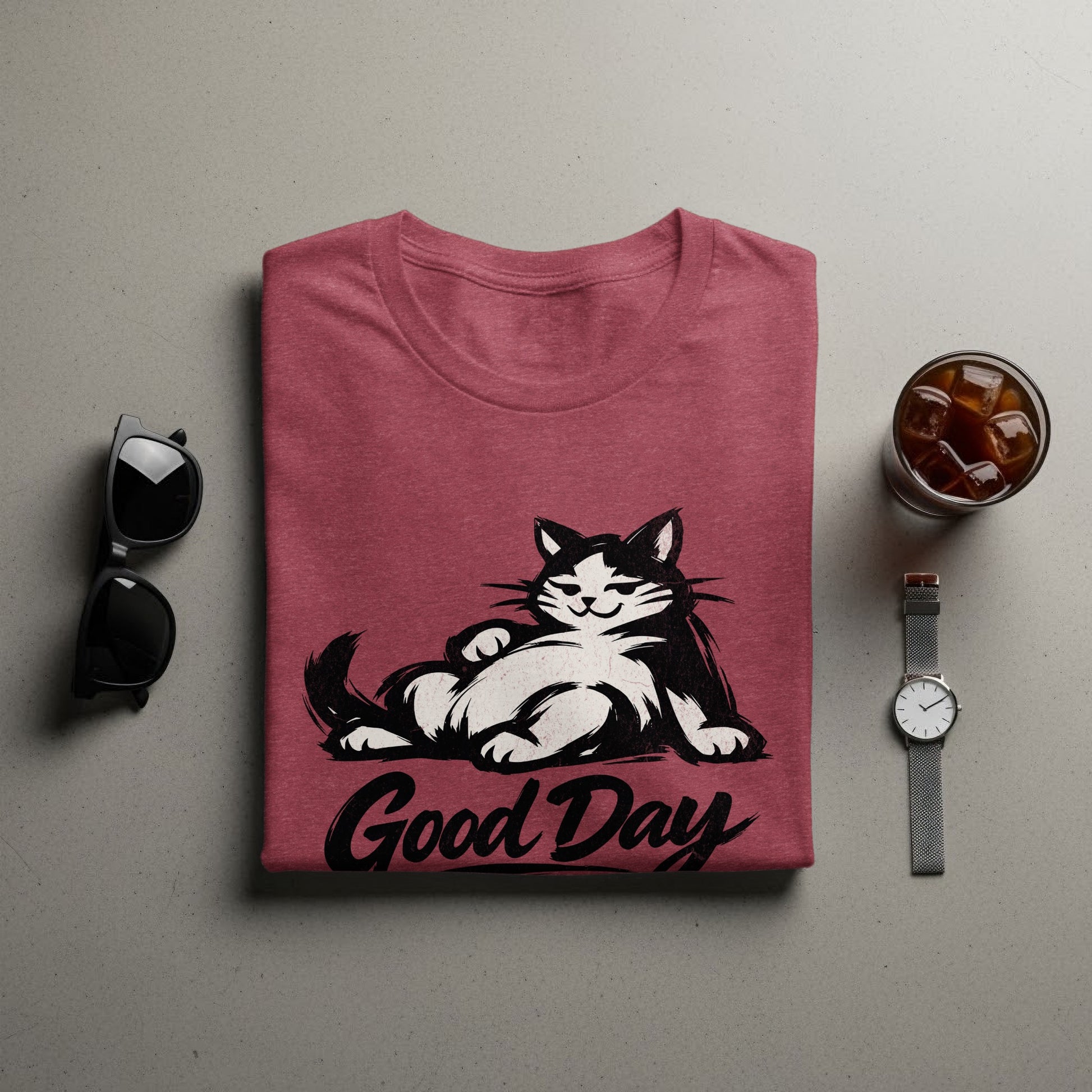 Relaxed Cat Good Day Graphic Tee Shirt