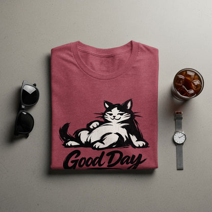 Relaxed Cat Good Day Graphic Tee Shirt