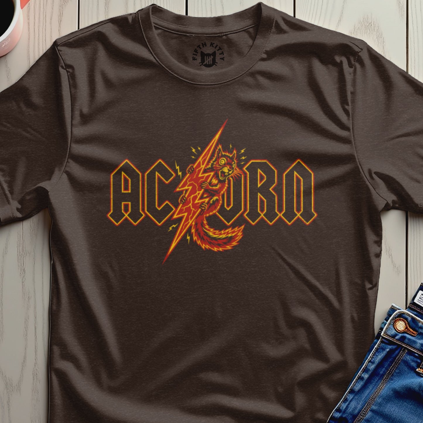 Acorn Electric Lightning Squirrel Graphic T-Shirt