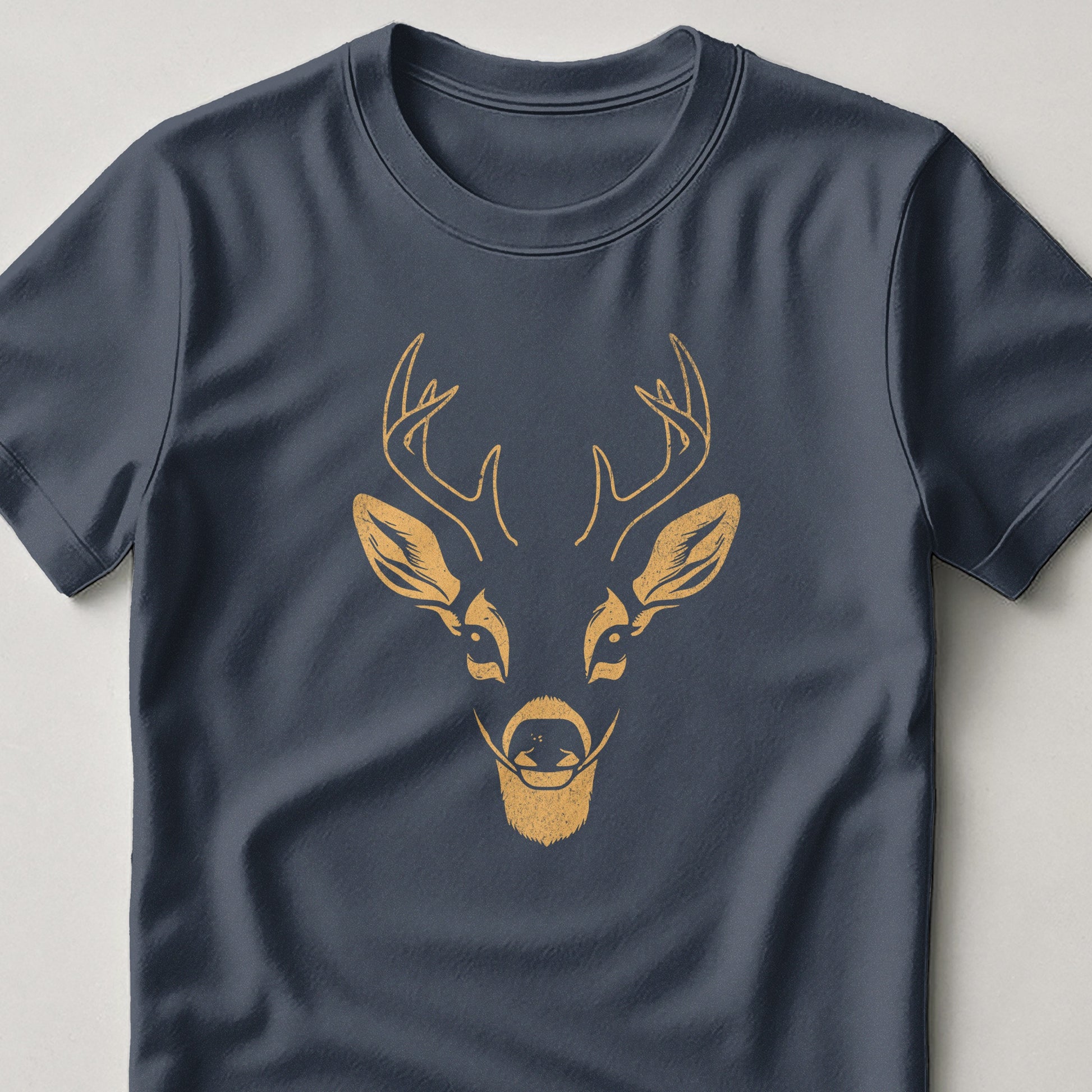 Deer Head Graphic Design on Navy Blue T-Shirt product
