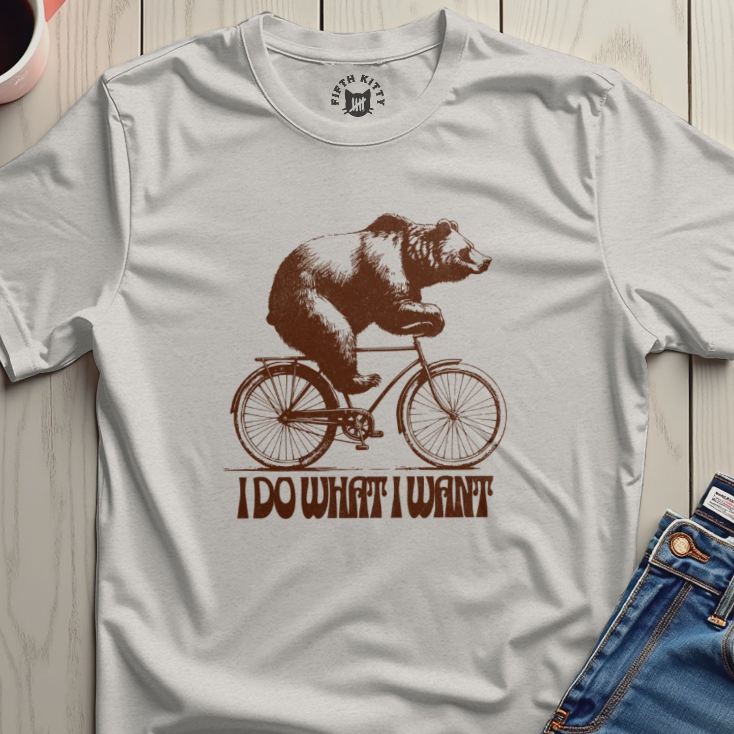 Bear Riding Bicycle I Do What I Want T-shirt