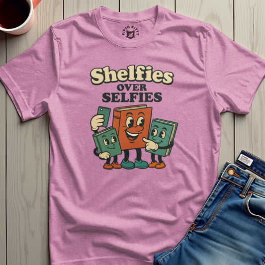 Shelfies Over Selfies Fun Graphic T-Shirt product type