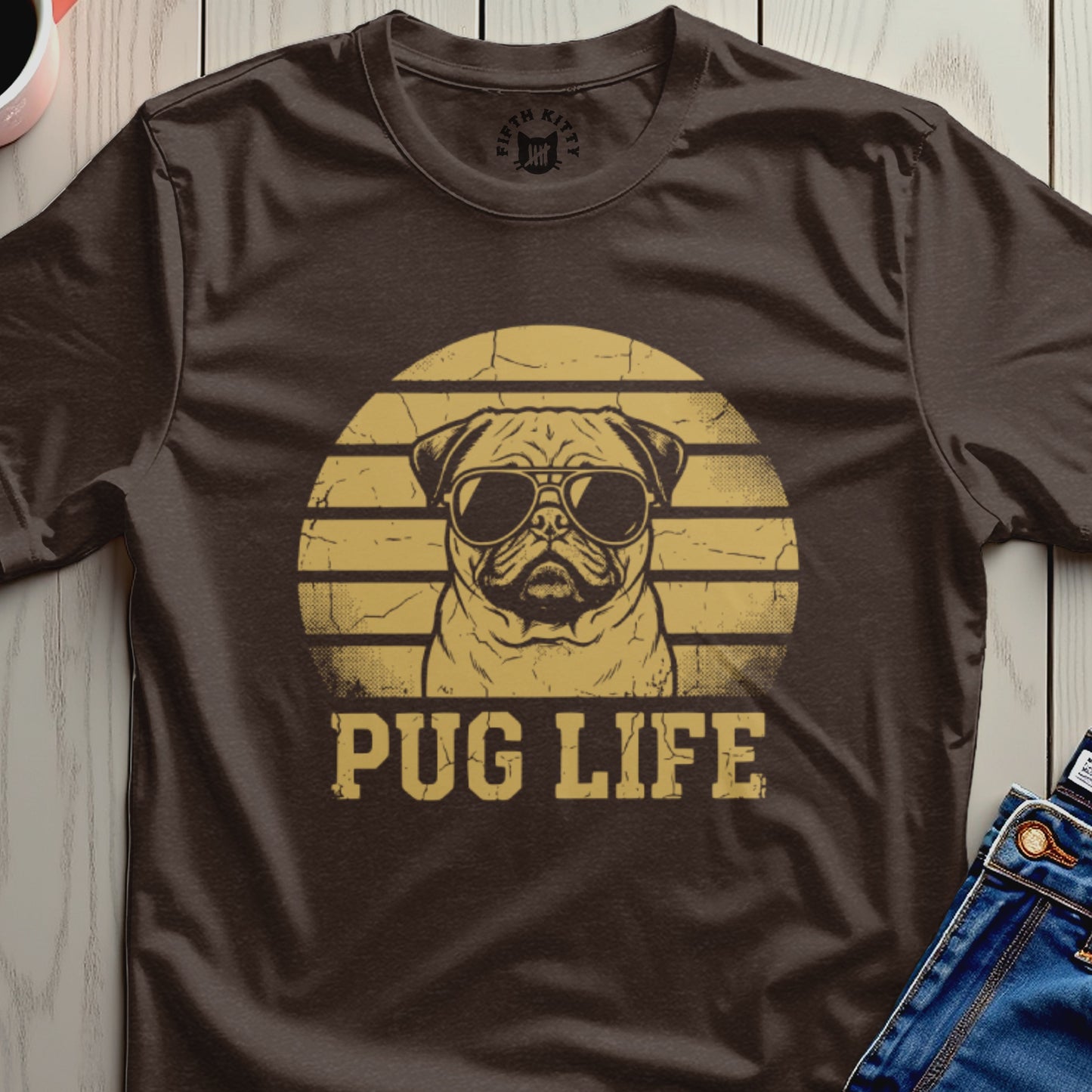 Pug Life Graphic Printed T-Shirt Vintage Style Tee