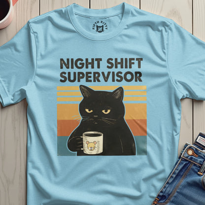Night Shift Supervisor Funny Cat Lover T-Shirt
