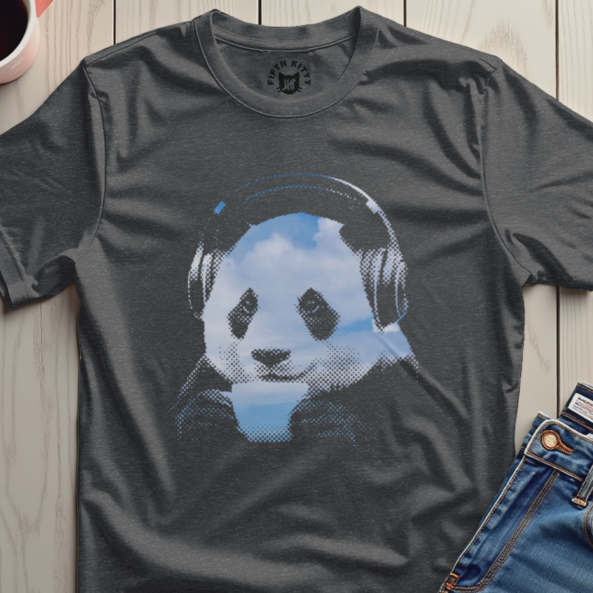 Cute Panda with Headphones Graphic T-shirt