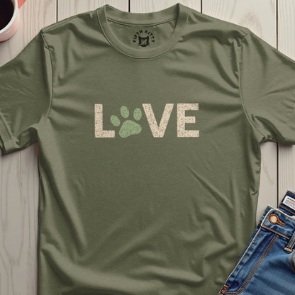 Love with Paw Print Unique Graphic T-Shirt