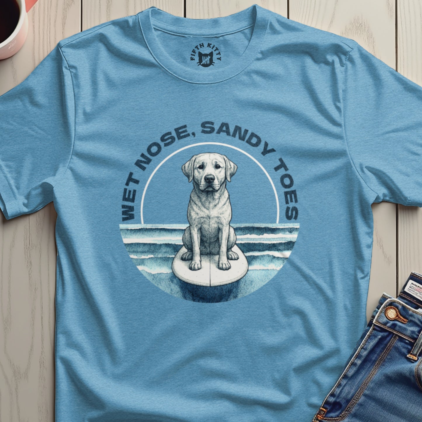 Wet Nose Sandy Toes Cute Dog Graphic T-Shirt