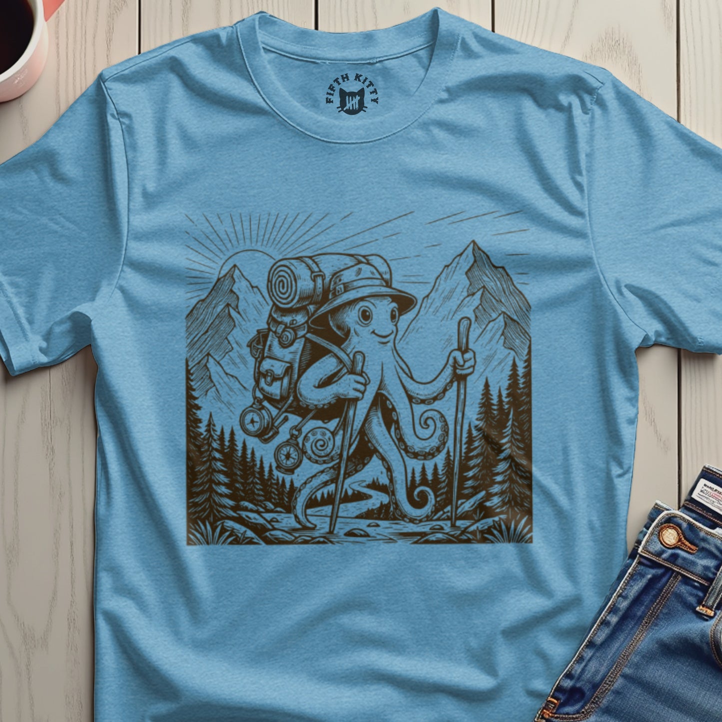 Octopus Hiking Outdoor Adventure Graphic Tee