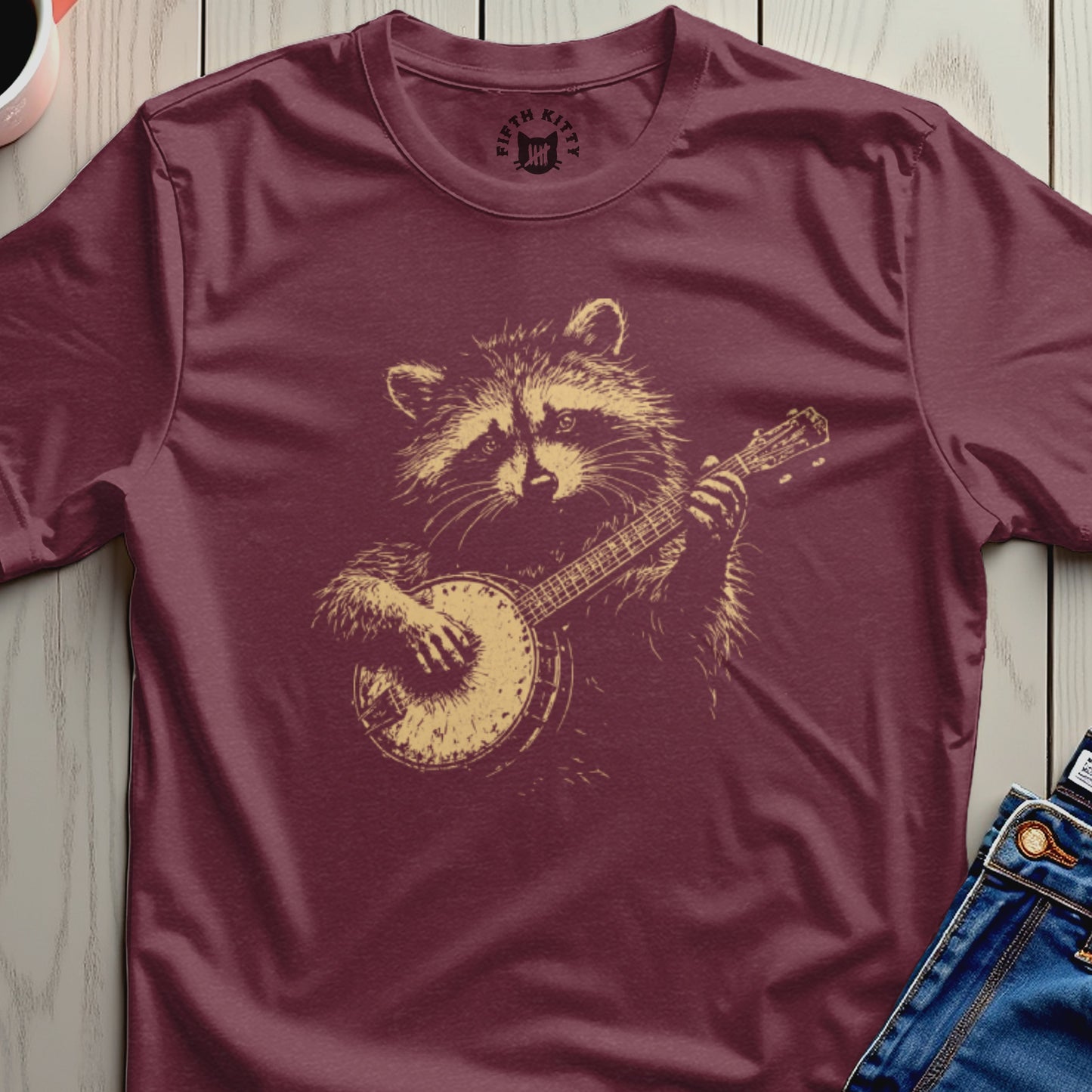Musical Raccoon playing banjo design Fifth Kitty product type
