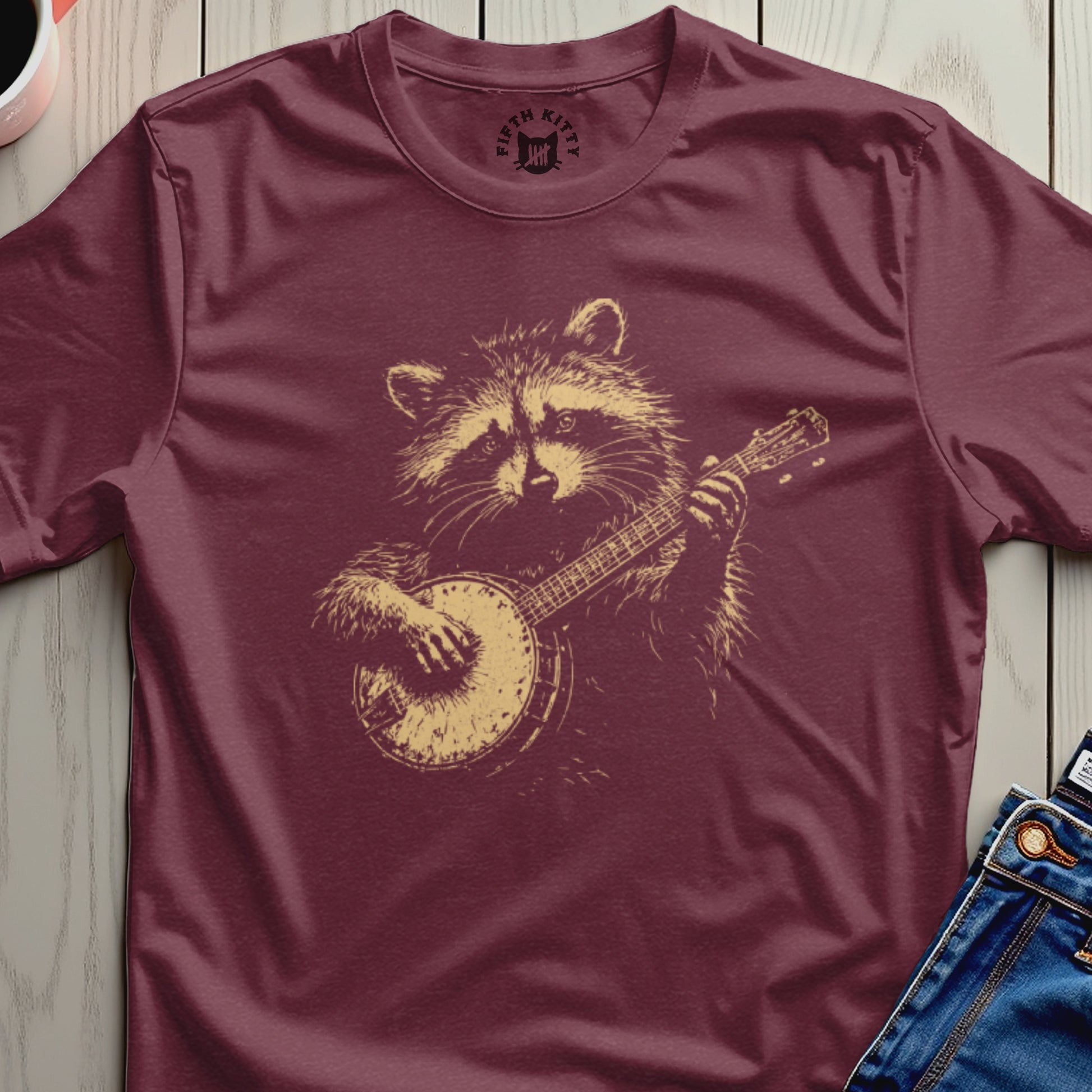 Musical Raccoon playing banjo design Fifth Kitty product type