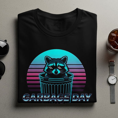 Retro Garbage Day Raccoon Graphic T-Shirt