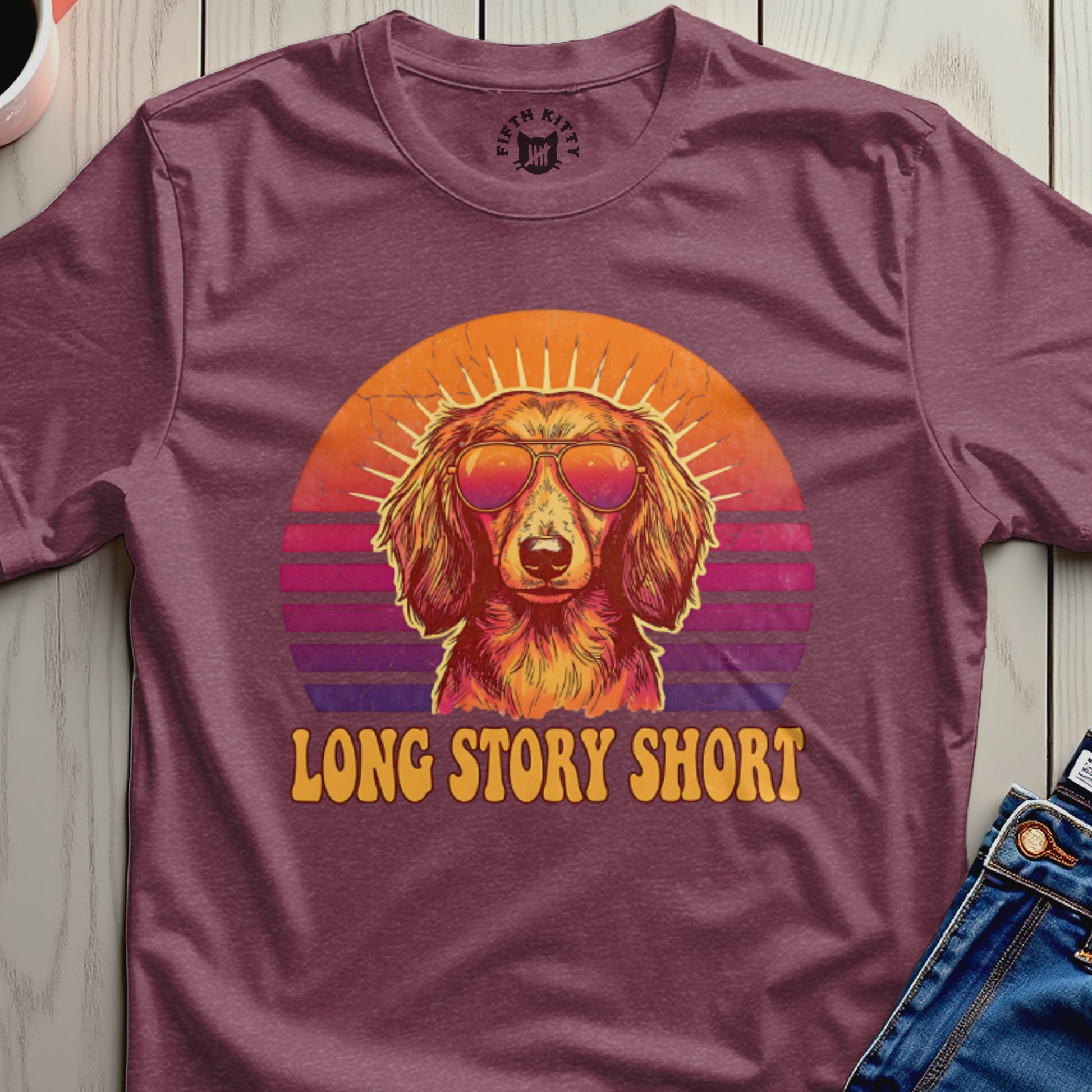 Long Story Short Dog Wearing Sunglasses Graphic T-Shirt