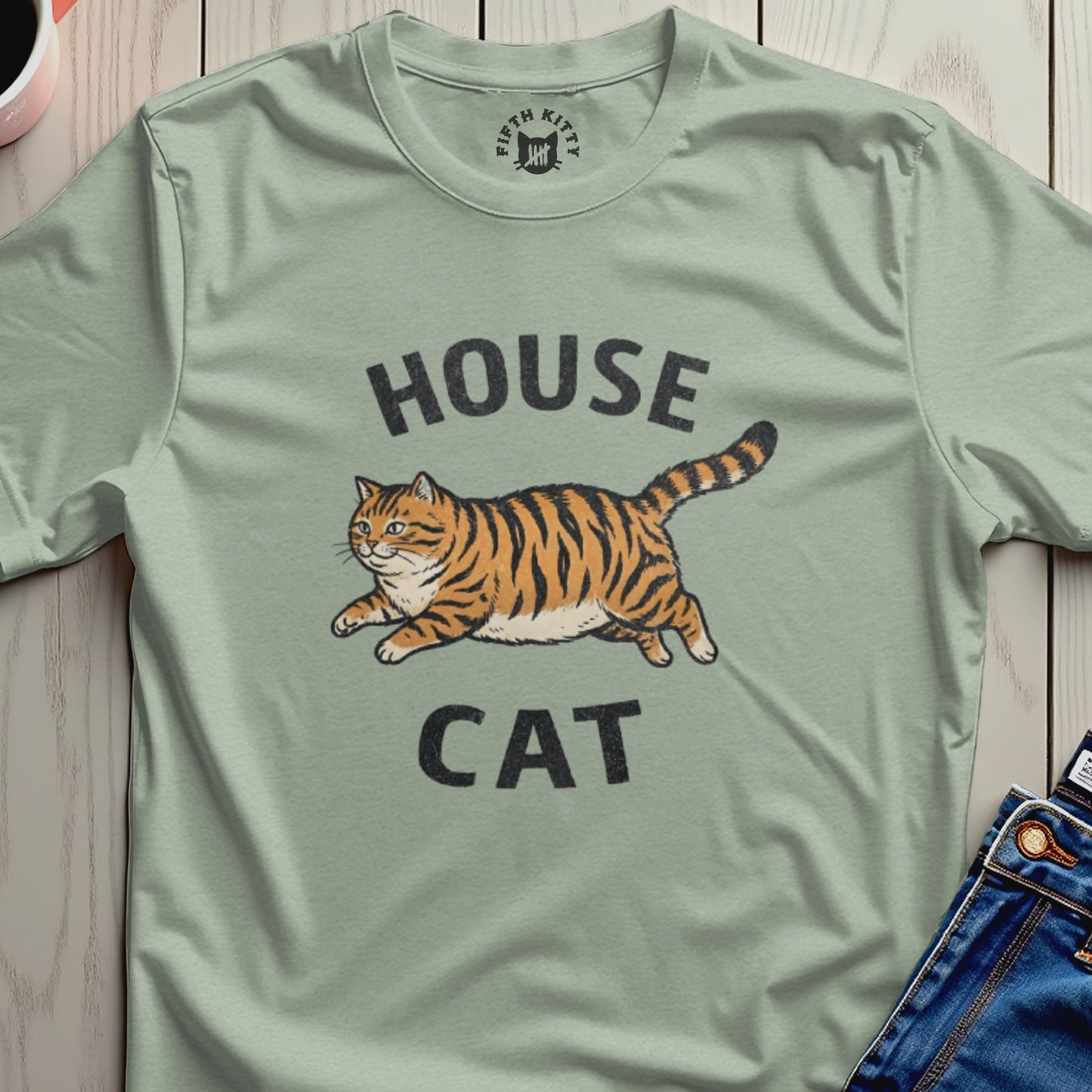 FIFTH KITTY HOUSE CAT illustration print t-shirt product type